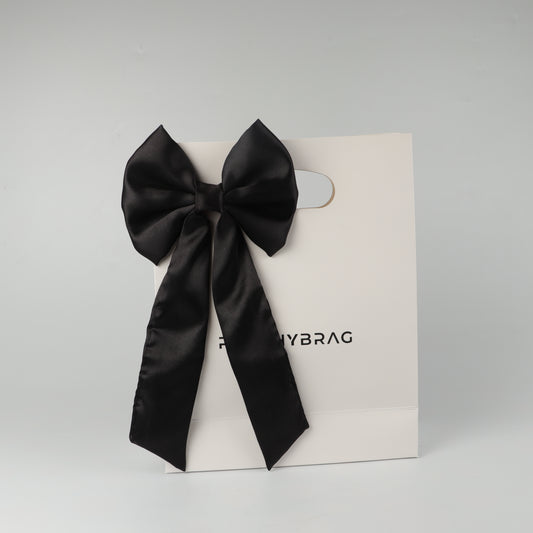 Black Satin Long Tail HairBow