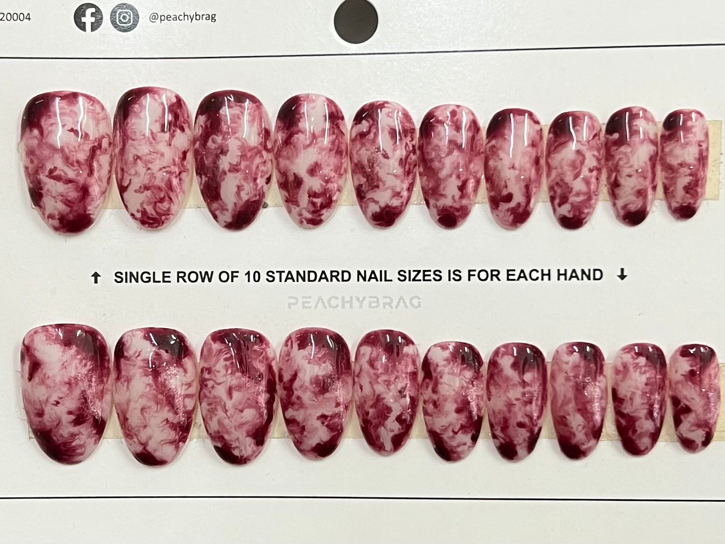 Crimson Marble Press On Nails