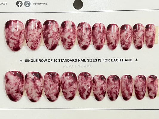 Crimson Marble Press On Nails