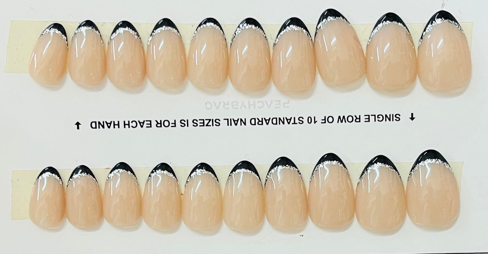 Glitter Line French BLACK Tips