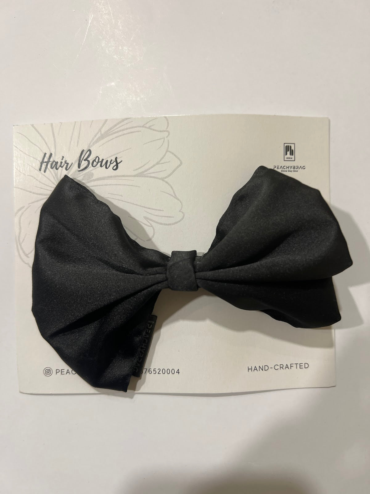 Black Satin Classic HairBow