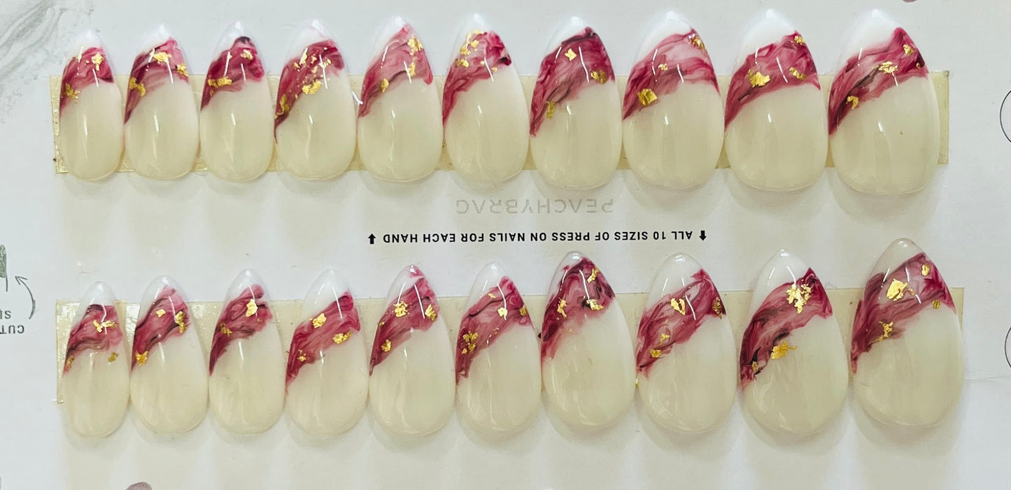 Rosso Marble Foil Press Ons