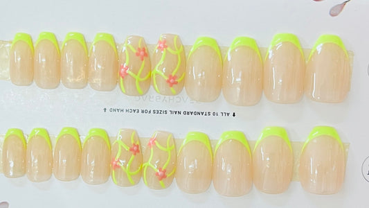 Daisy Drift French NEON Tips