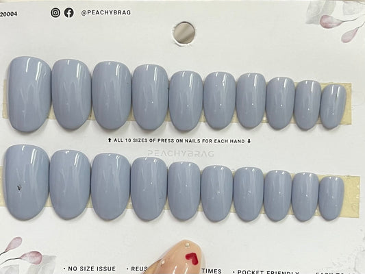 Hazy Blue Solid Press Ons