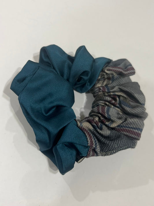 Dual Scrunchie (Midnight Teal & Grey Haze)