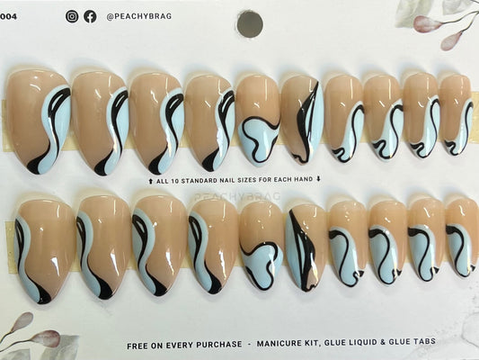 Wavy Wink BLUE Nails