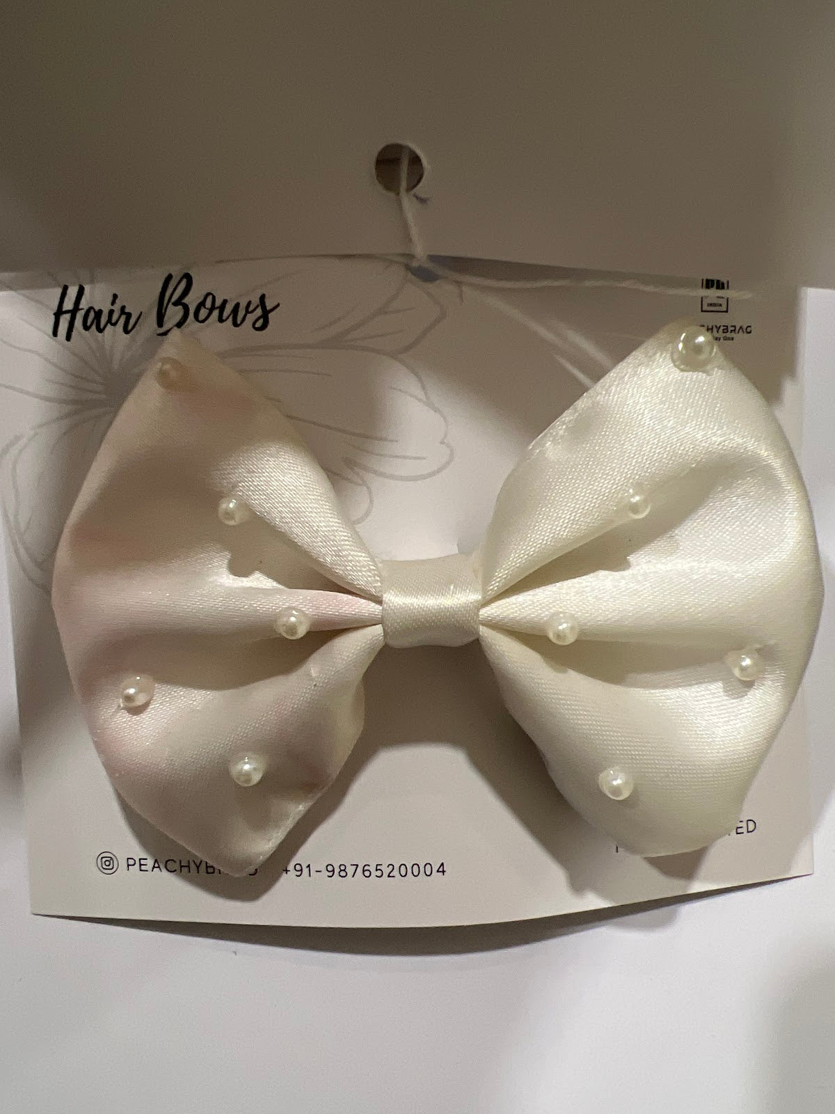 Pearl White Embellished Classic HairBow