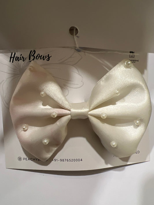 Pearl White Embellished Classic HairBow