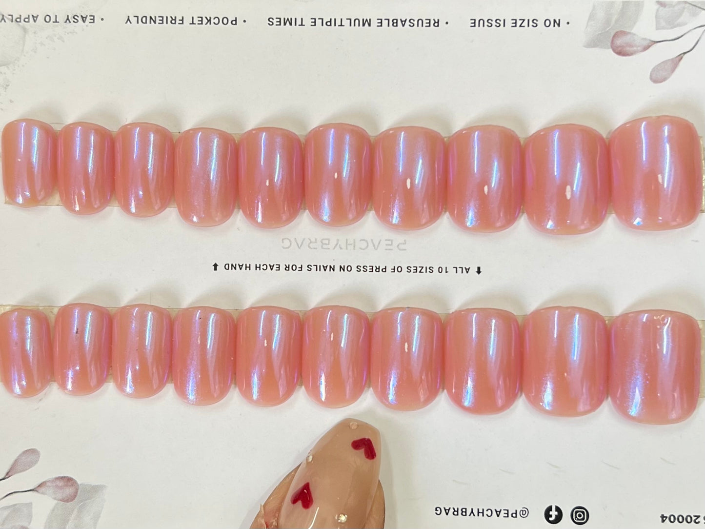 Rosy Chrome Press On Nails