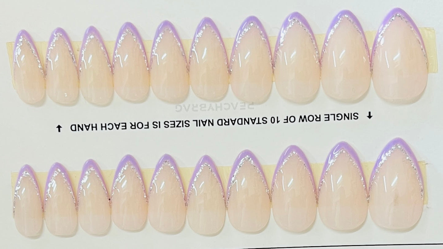 Glitter Line French PURPLE Tips
