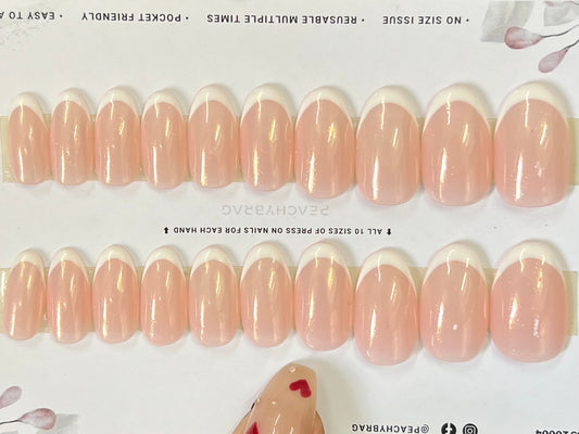 Pink Chrome White French Tips