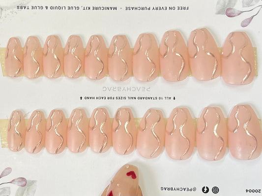Glow Wave PINK Press Ons