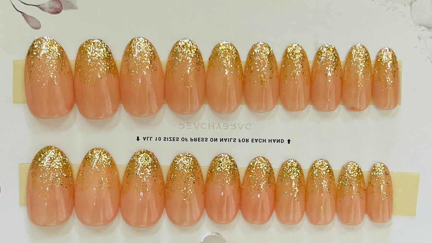 Gold Spark PEACH Nails