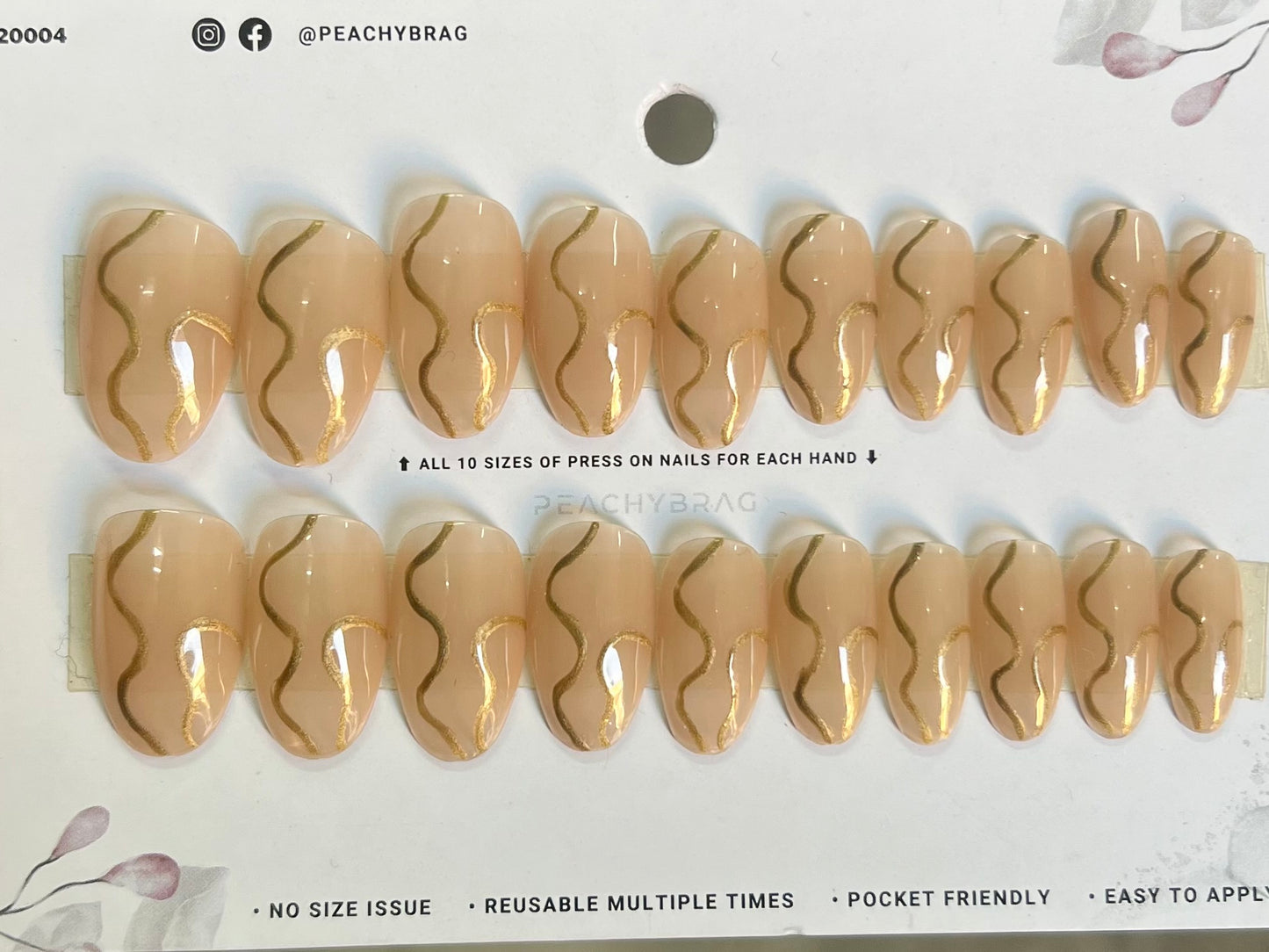 Glow Wave BROWN Press Ons