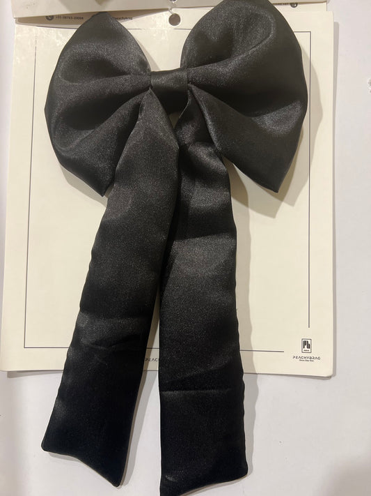 Black Satin Long Tail HairBow