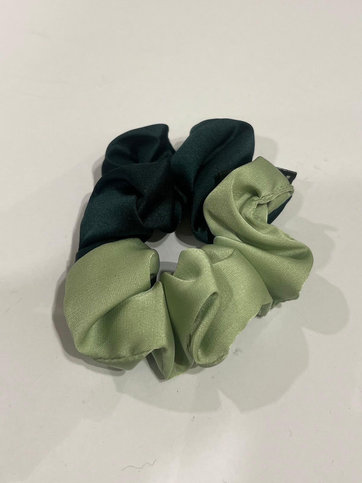 Dual Green Satin Scrunchie