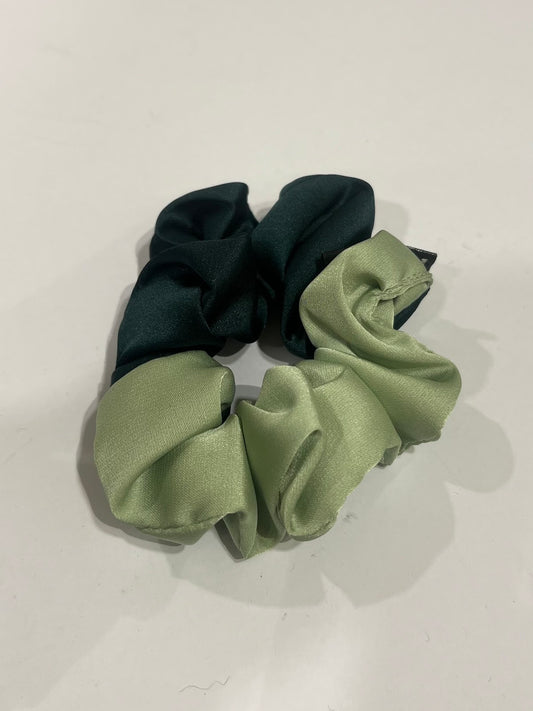 Dual Green Satin Scrunchie