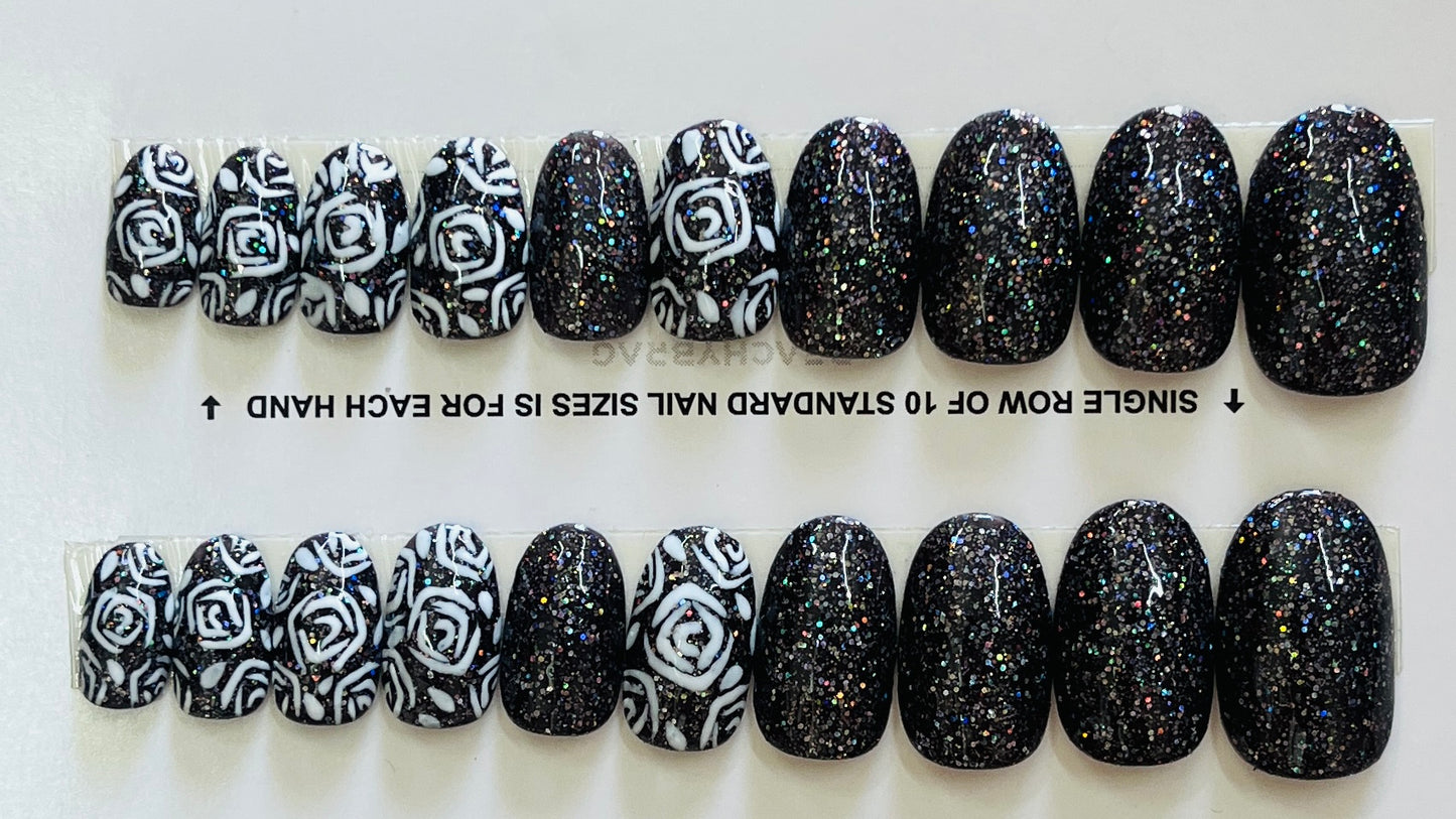 Midnight Rose Nails