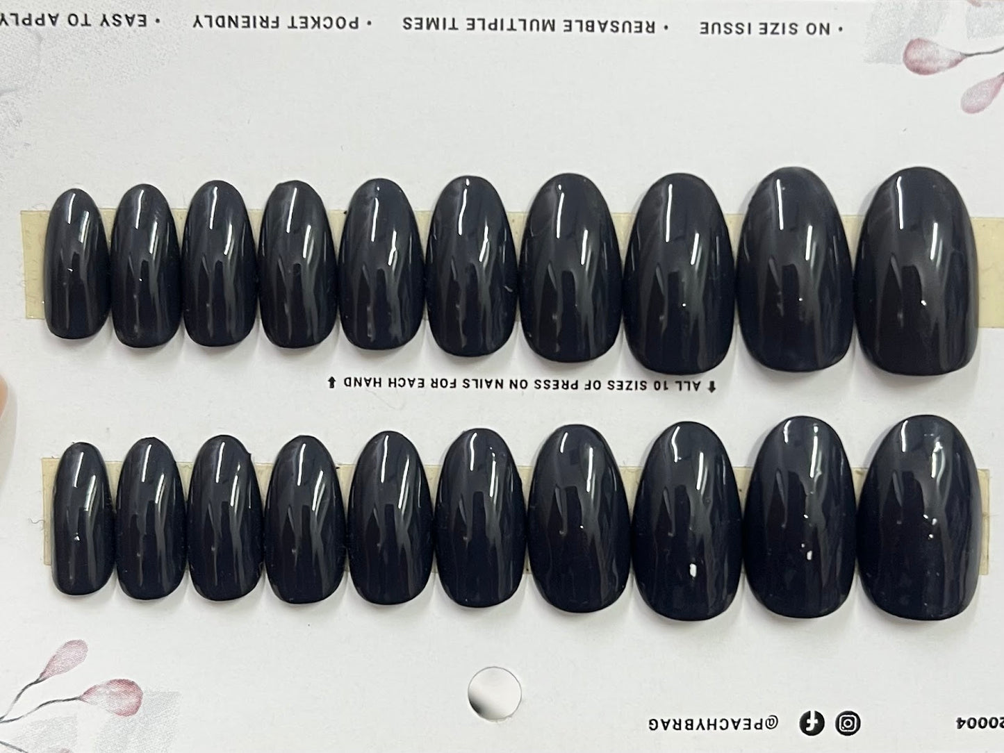 Charcoal Blue Solid Press Ons