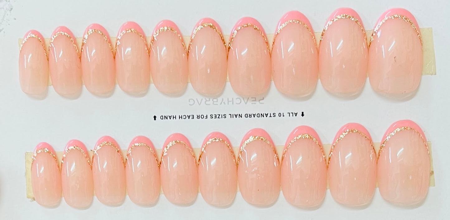 Glitter Line French PINK Tips