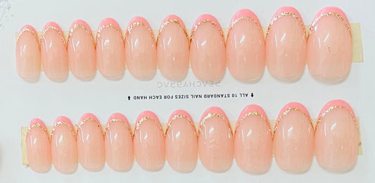 Glitter Line French PINK Tips