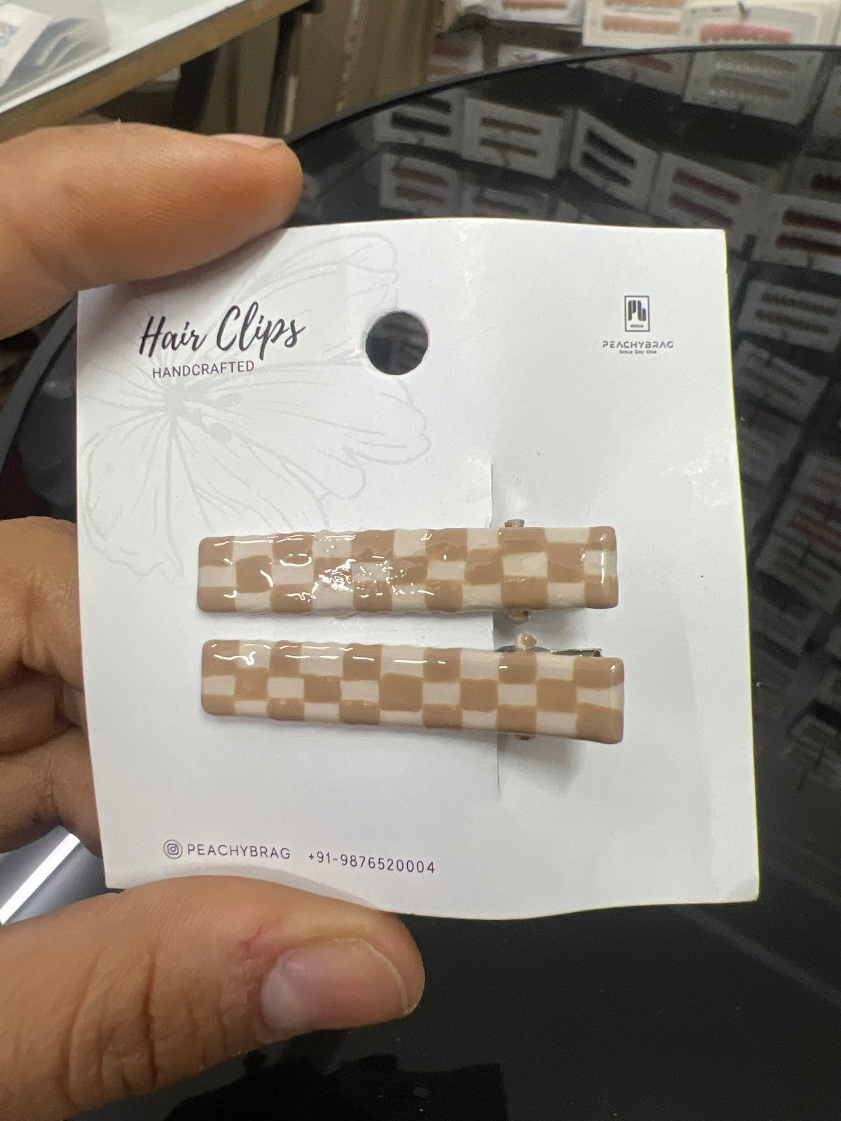 Latte Grid HairClip
