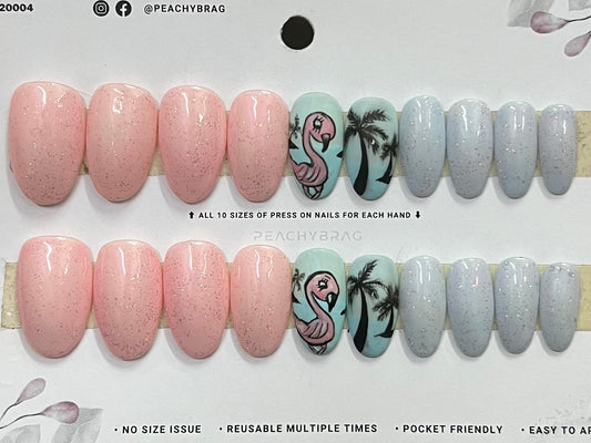 Flamingo Bae Press Ons