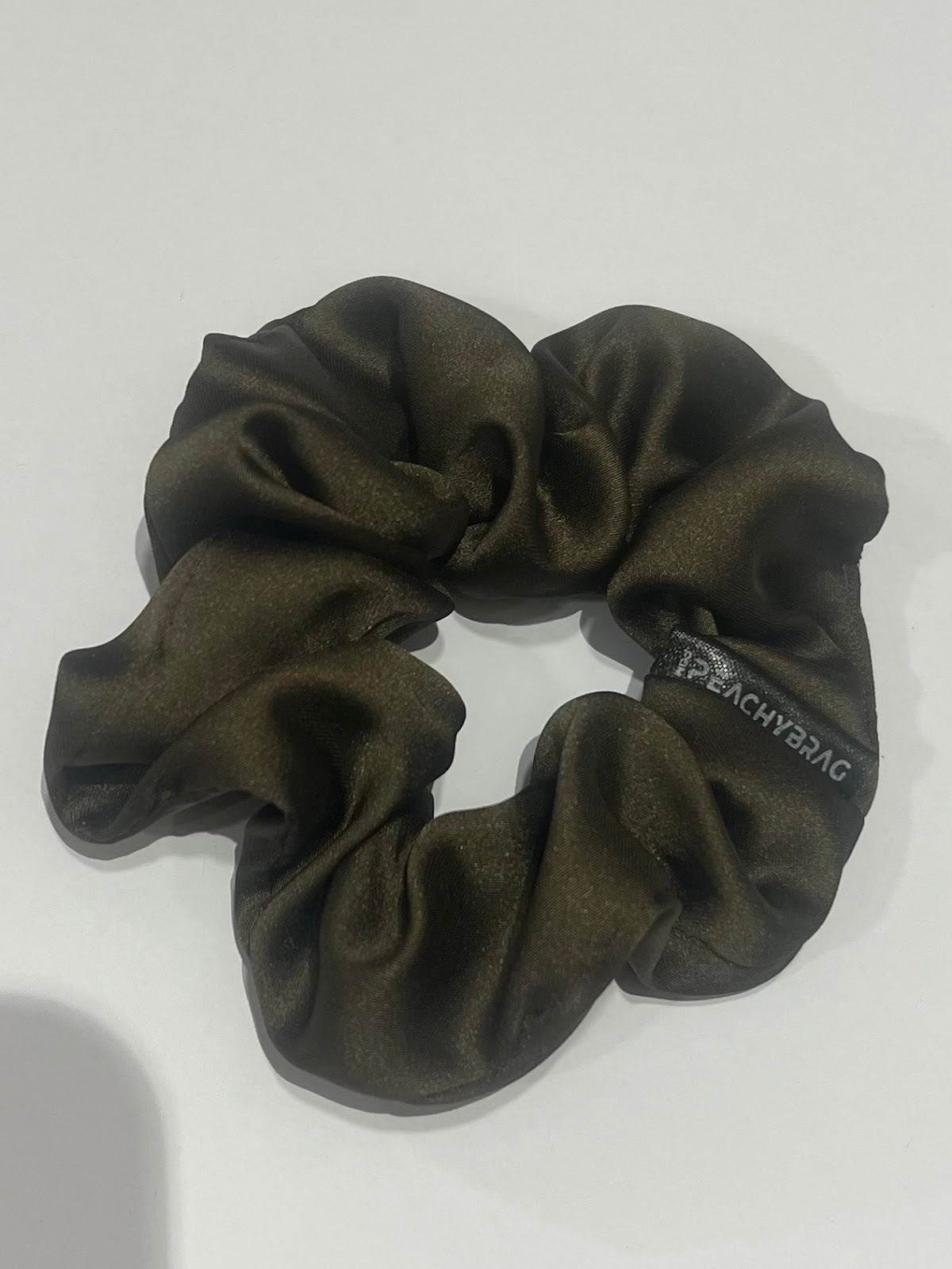Olive Green Satin Scrunchie