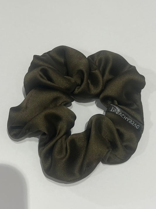 Olive Green Satin Scrunchie