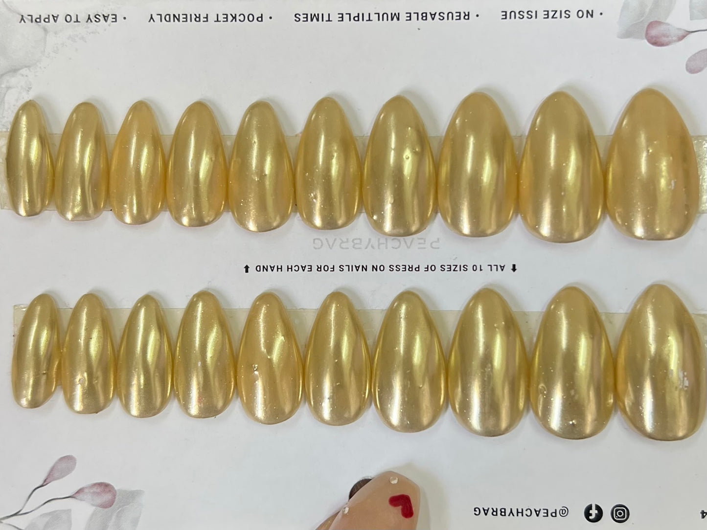 Golden Chrome Press On Nails