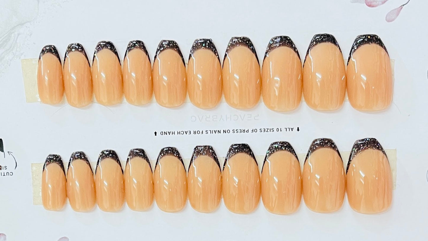Glitter French BLACK Tips