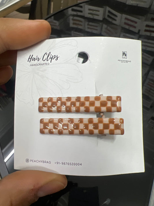 Caramel Grid HairClip